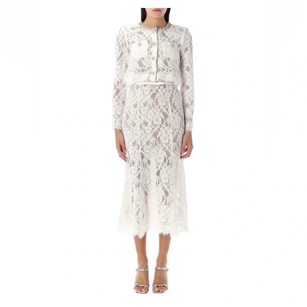 Self Portrait White Lace Embellished Dress - Picture 2 of 3